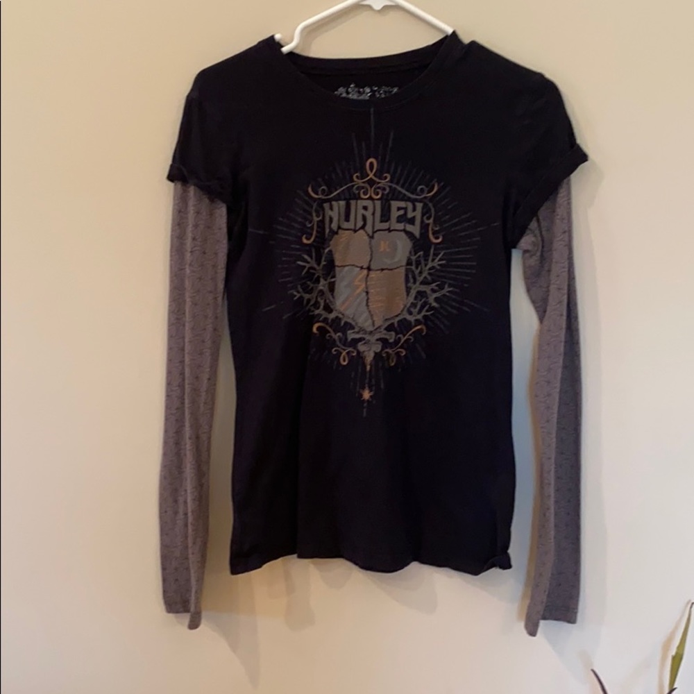 GUC Hurley LS Shirt Size L (runs smaller) Blk/Grey